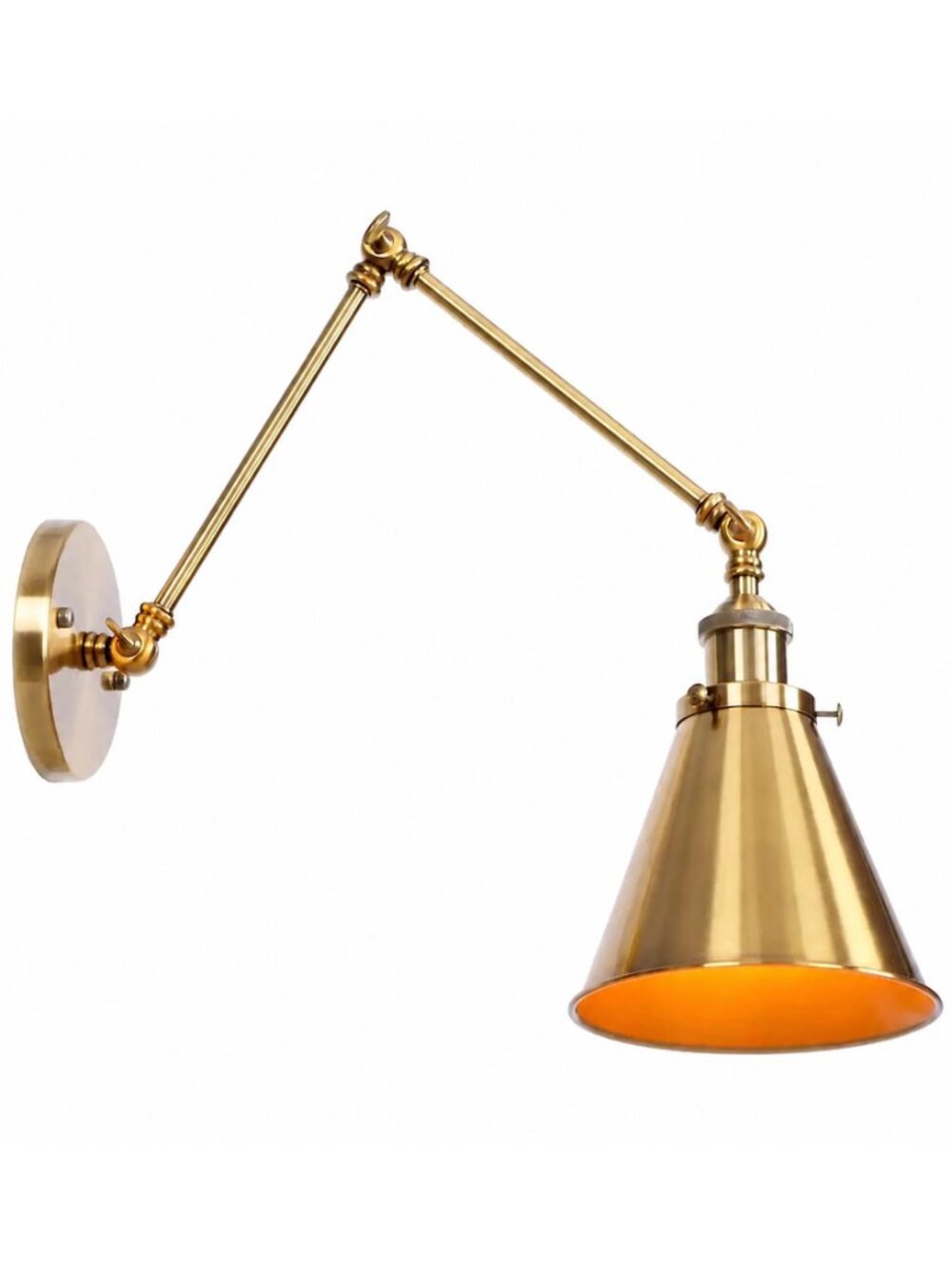 Aiwen GLD 1-Light 5.31 in. Brass Sconce Vintage Industrial Swing Arm Wall Lamp